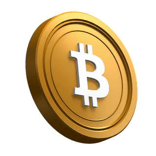 En el diseño de la sección de presentación, una moneda de Bitcoin (BTC) inclinada