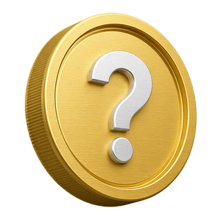 En la página de preguntas frecuentes, moneda 3D decorativa de oro con un signo de pregunta
